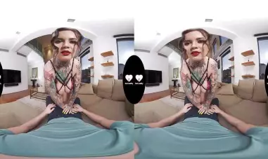 Tattooed stepmom with huge boobs fucks her stepson